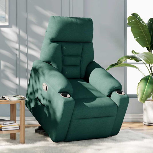 Poltrona Alzapersona Reclinabile Verde Scuro in Tessuto - homemem39
