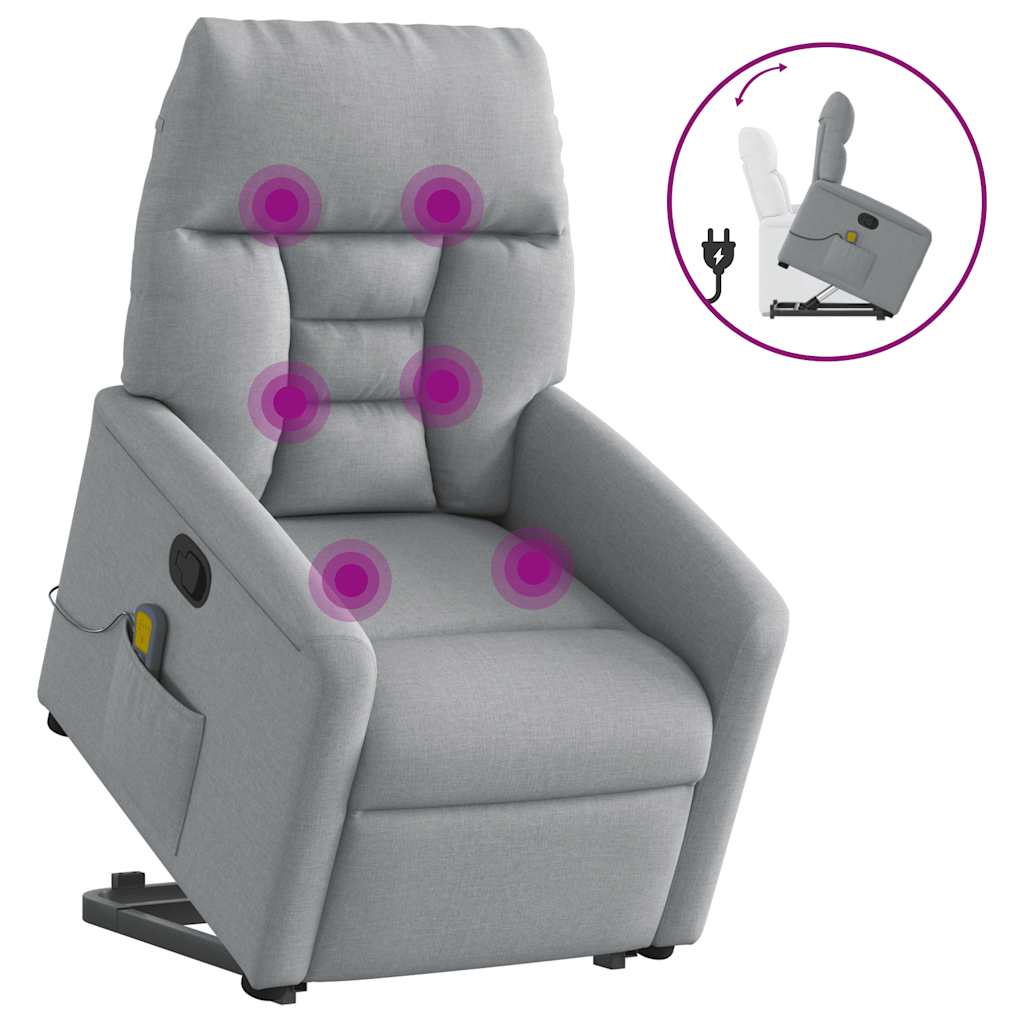 Poltrona Alzapersona Massaggi Reclinabile Grigio Chiaro Tessuto | homemem39