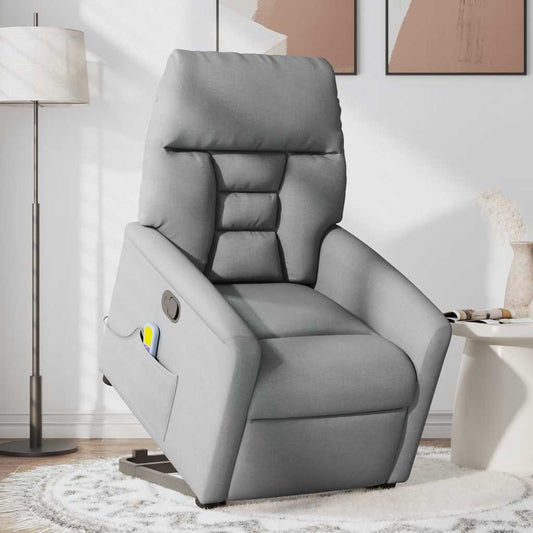 Poltrona Alzapersona Massaggi Reclinabile Grigio Chiaro Tessuto - homemem39