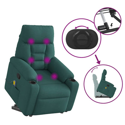 Poltrona Alzapersona Massaggiante Verde Scuro in Tessuto - homemem39