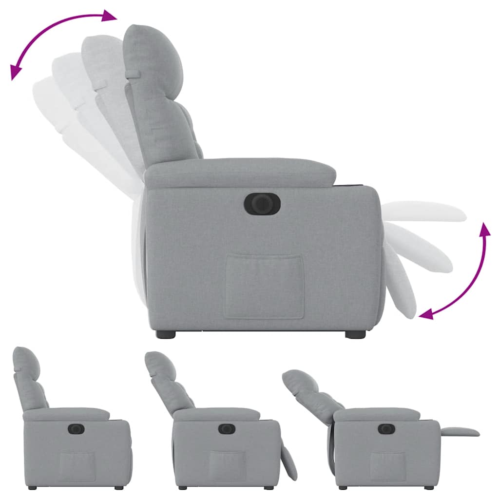 Poltrona Reclinante Alzapersona Elettrica Grigio Chiaro Tessuto - homemem39