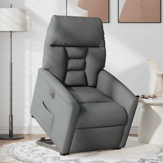 Poltrona Alzapersona Reclinabile Elettrica Grigio Scuro Tessuto
