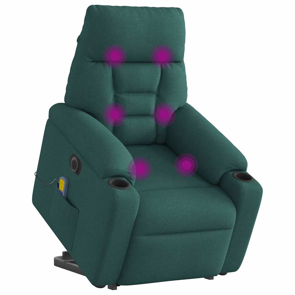 Poltrona Alzapersona Massaggiante Elettrica Verde Scuro Tessuto - homemem39