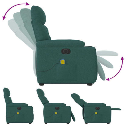 Poltrona Alzapersona Massaggiante Elettrica Verde Scuro Tessuto - homemem39