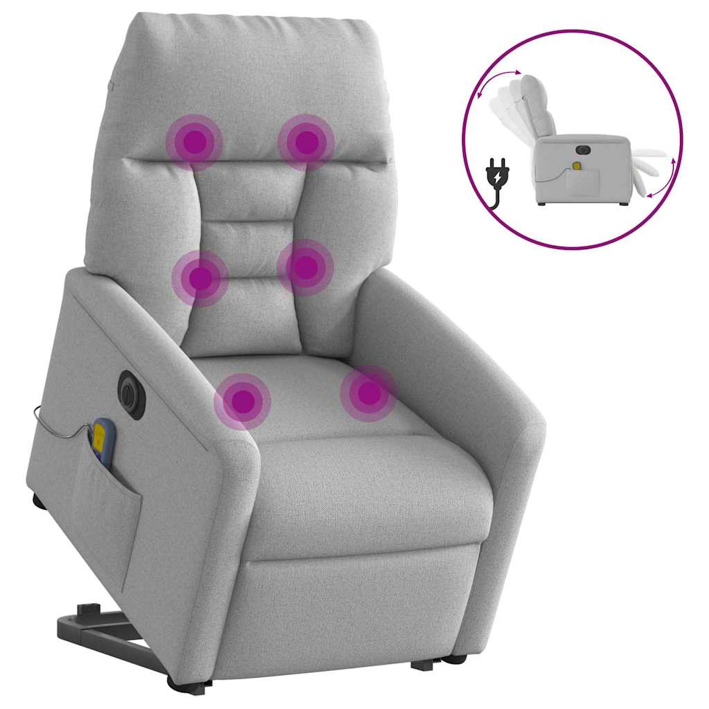 Poltrona Alzapersona Massaggi Elettrica Grigio Nuvola Tessuto
