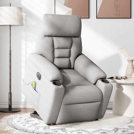 Poltrona Alzapersona Massaggi Elettrica Grigio Nuvola Tessuto - homemem39