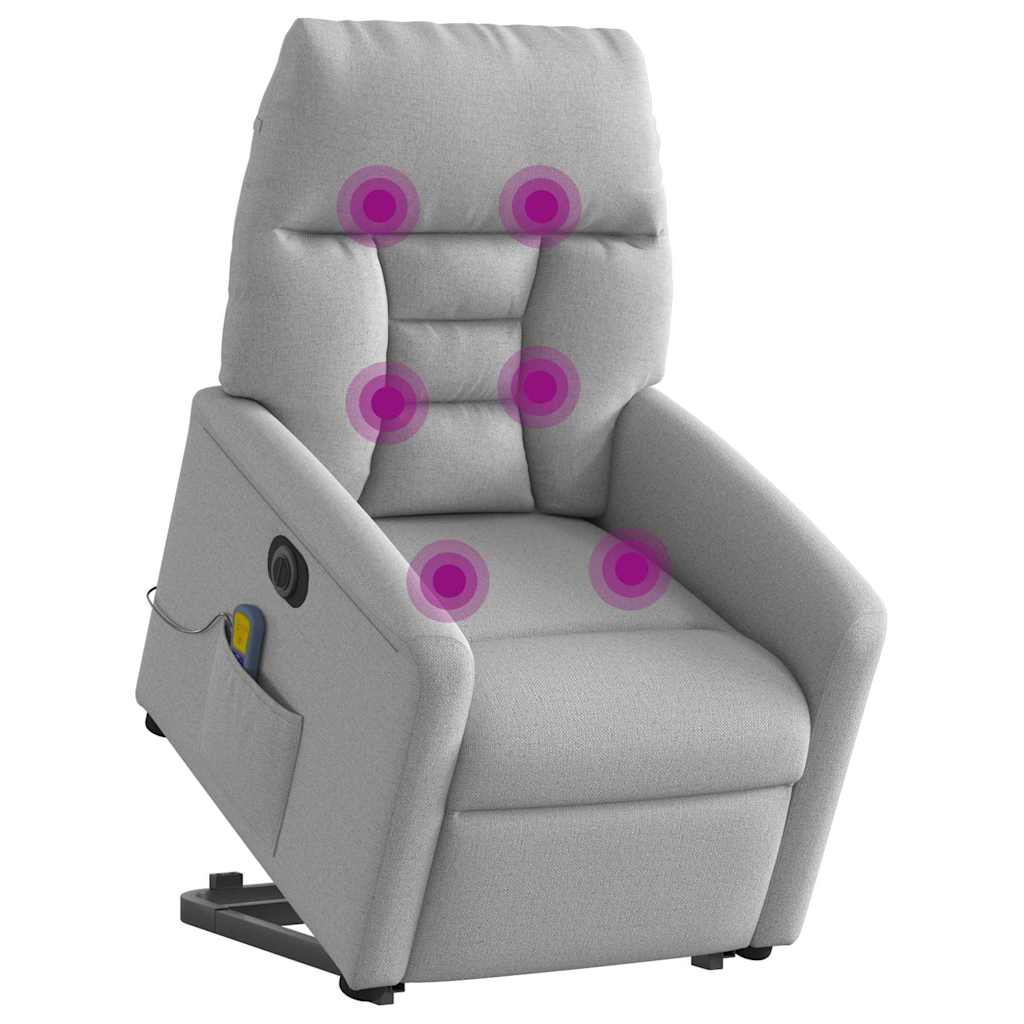 Poltrona Alzapersona Massaggi Elettrica Grigio Nuvola Tessuto