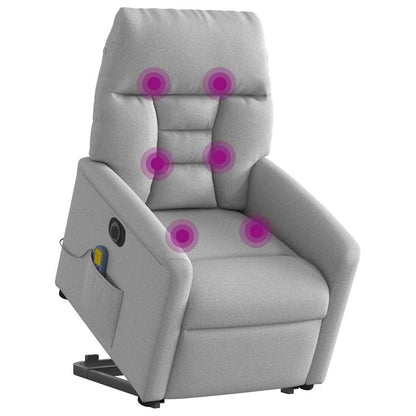 Poltrona Alzapersona Massaggi Elettrica Grigio Nuvola Tessuto