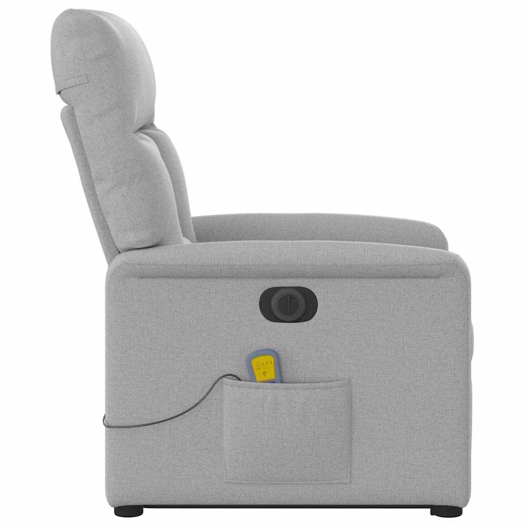 Poltrona Alzapersona Massaggi Elettrica Grigio Nuvola Tessuto