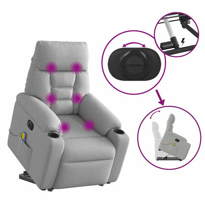 Poltrona Alzapersona Massaggi Elettrica Grigio Nuvola Tessuto - homemem39