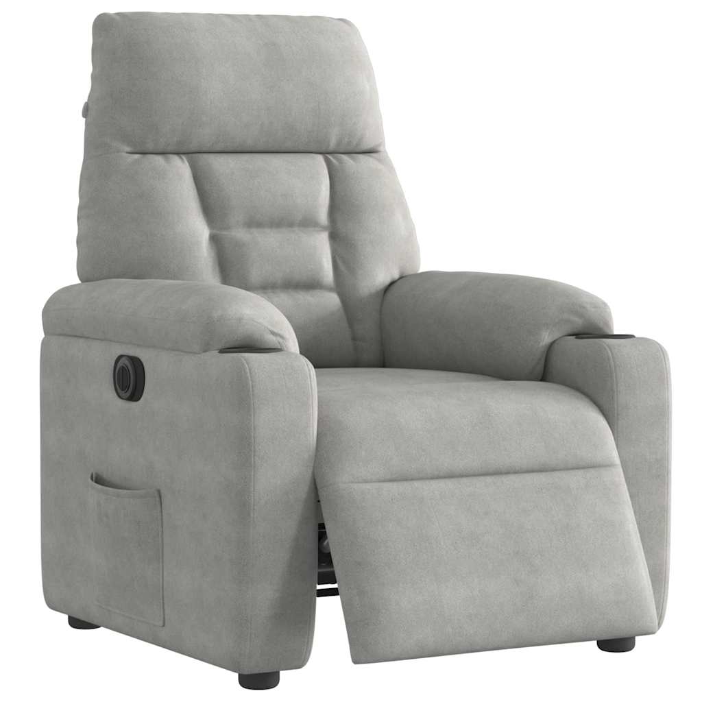 Poltrona Reclinabile Elettrica Grigio Chiaro Tessuto Microfibra - homemem39