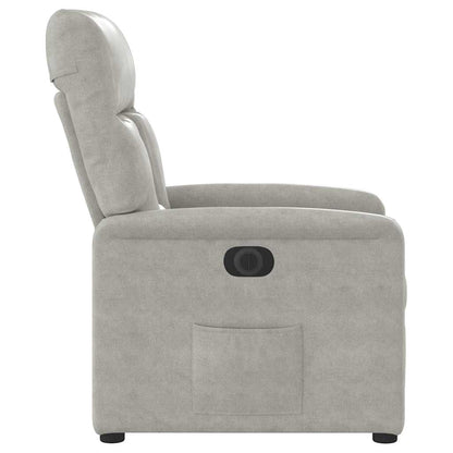 Poltrona Reclinabile Elettrica Grigio Chiaro Tessuto Microfibra