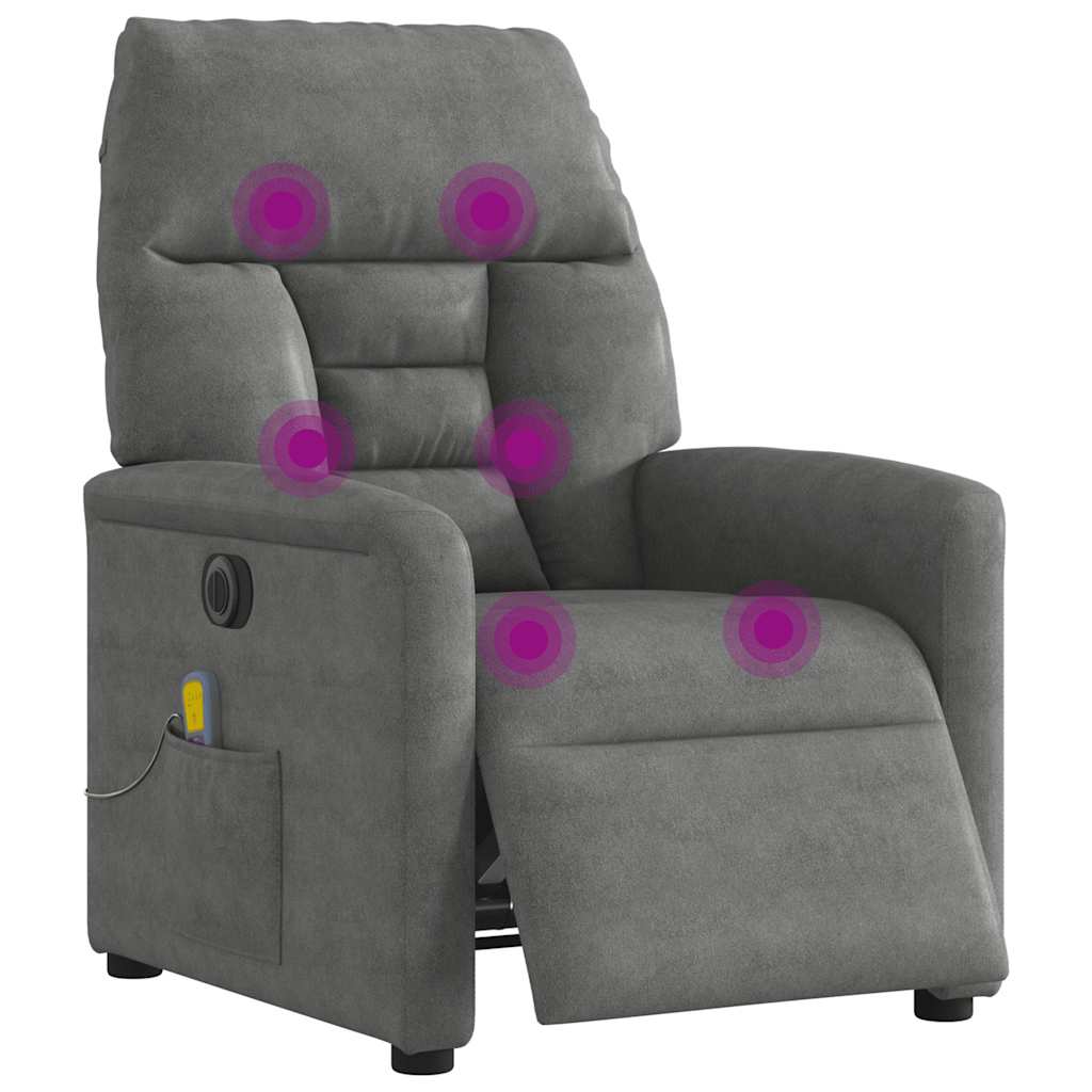 Poltrona Reclinante Massaggi Elettrica Grigio Scuro Microfibra | homemem39
