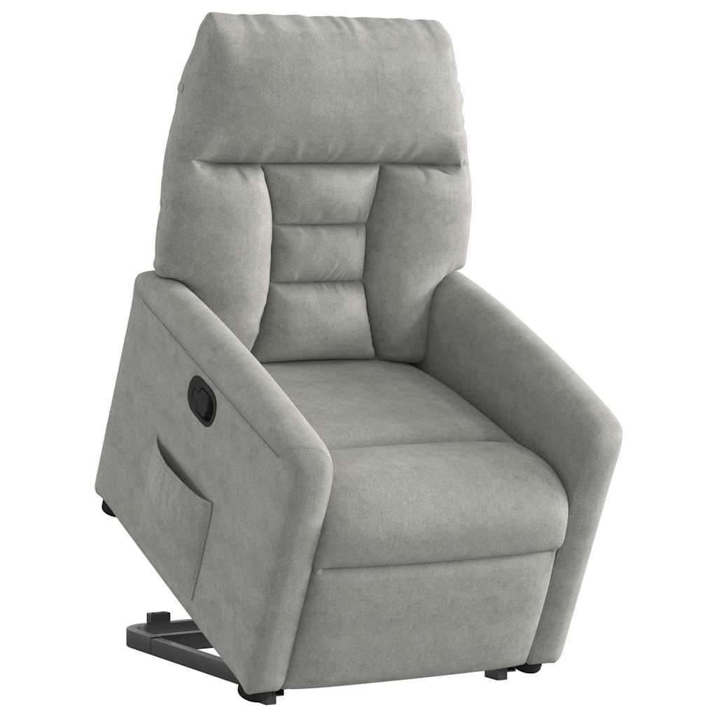 Poltrona Alzapersona Reclinabile Grigio Chiaro Microfibra