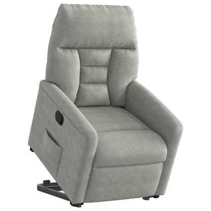 Poltrona Alzapersona Reclinabile Grigio Chiaro Microfibra