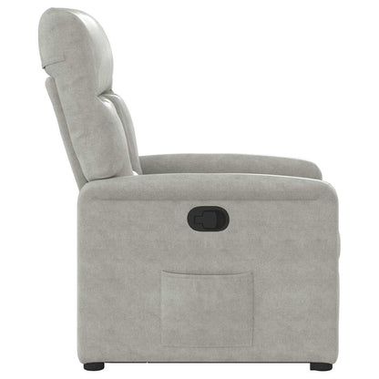 Poltrona Alzapersona Reclinabile Grigio Chiaro Microfibra