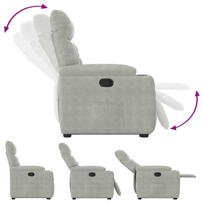 Poltrona Alzapersona Reclinabile Grigio Chiaro Microfibra - homemem39