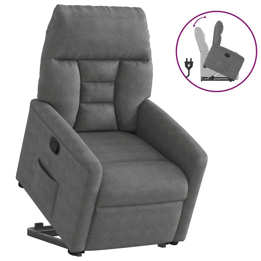 Poltrona Alzapersona Reclinabile Grigio Scuro Microfibra | homemem39