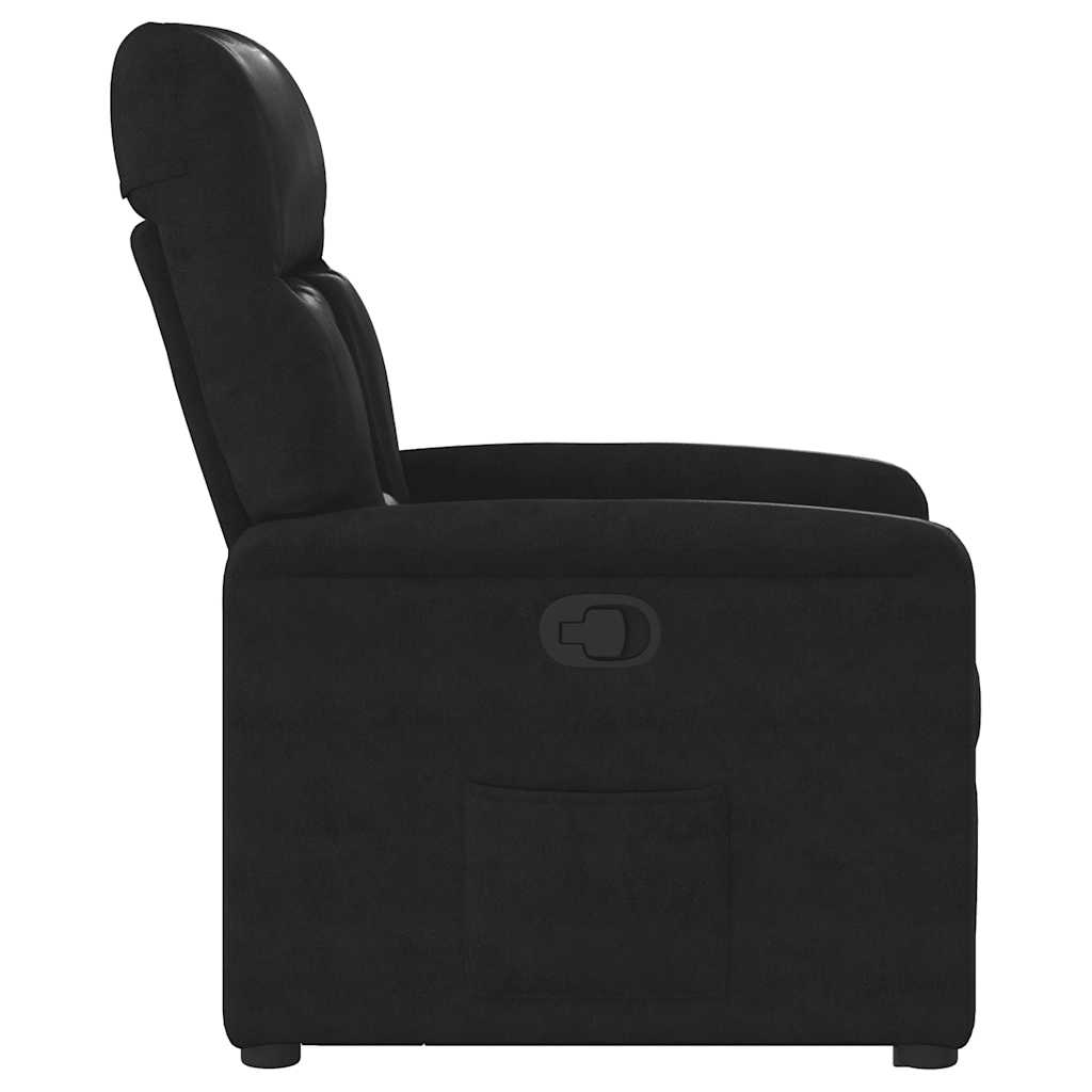 Poltrona Alzapersona Reclinabile Nera in Tessuto Microfibra | homemem39