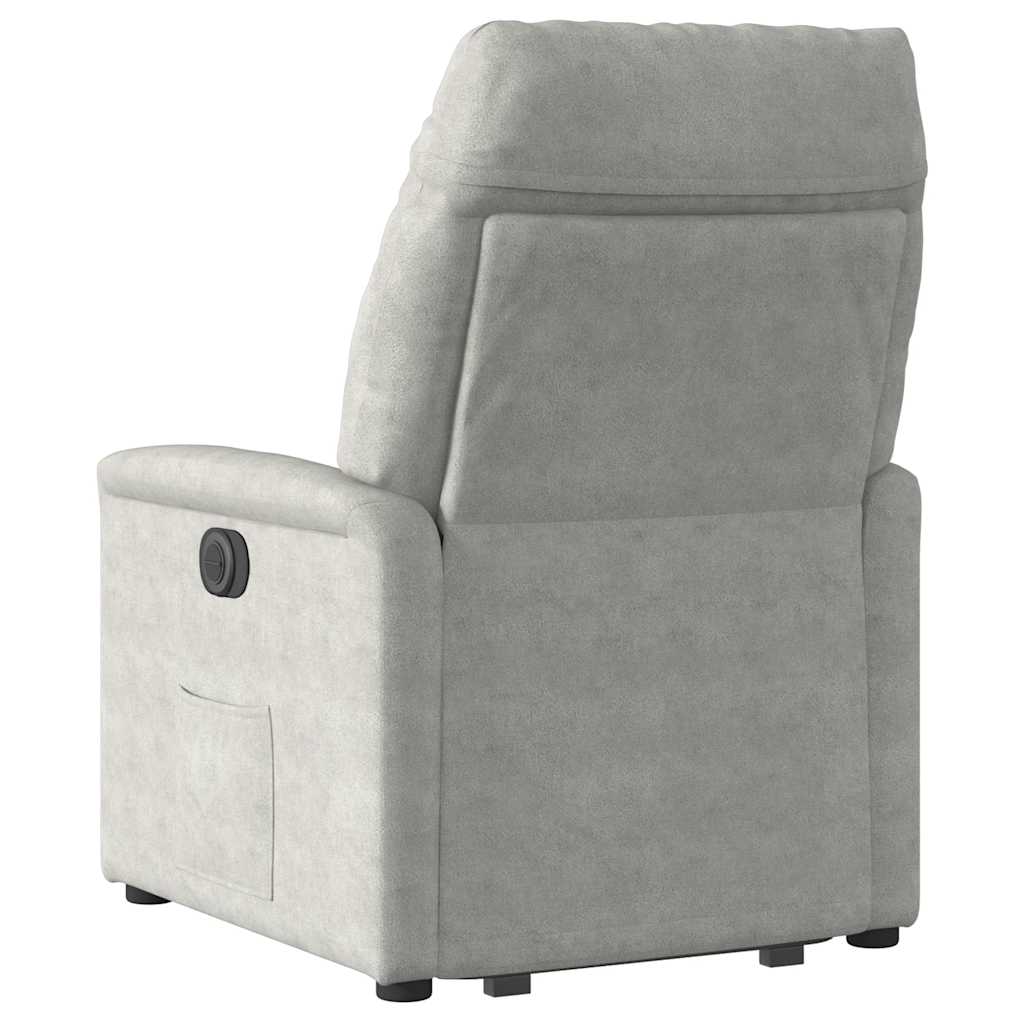 Poltrona a Rialzo Massaggi Reclinante Grigio Chiaro Microfibra | homemem39