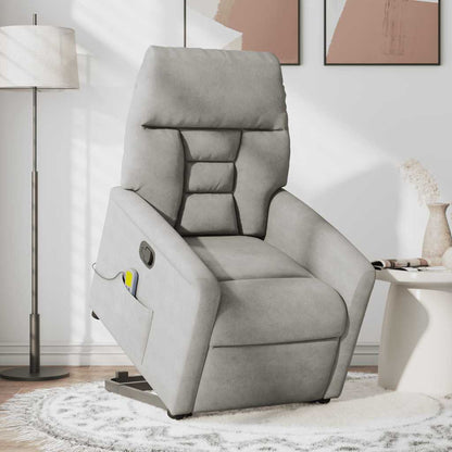 Poltrona a Rialzo Massaggi Reclinante Grigio Chiaro Microfibra | homemem39