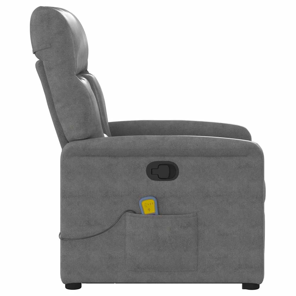 Poltrona a Rialzo Massaggi Reclinante Grigio Scuro Microfibra | homemem39