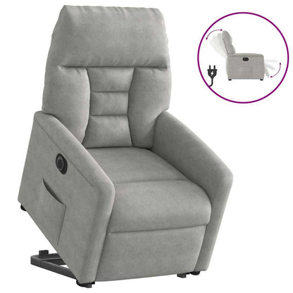 Poltrona a Rialzo Reclinante Elettrica Grigio Chiaro Microfibra