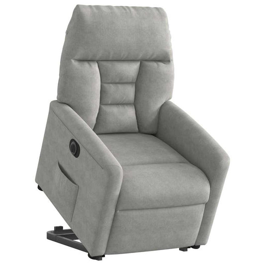 Poltrona a Rialzo Reclinante Elettrica Grigio Chiaro Microfibra - homemem39
