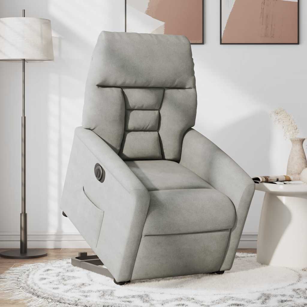 Poltrona a Rialzo Reclinante Elettrica Grigio Chiaro Microfibra