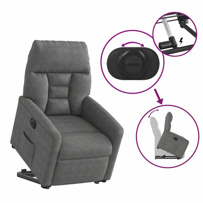 Poltrona a Rialzo Reclinante Elettrica Grigio Scuro Microfibra | homemem39