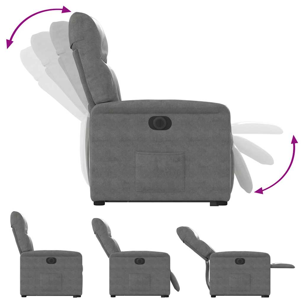 Poltrona a Rialzo Reclinante Elettrica Grigio Scuro Microfibra | homemem39