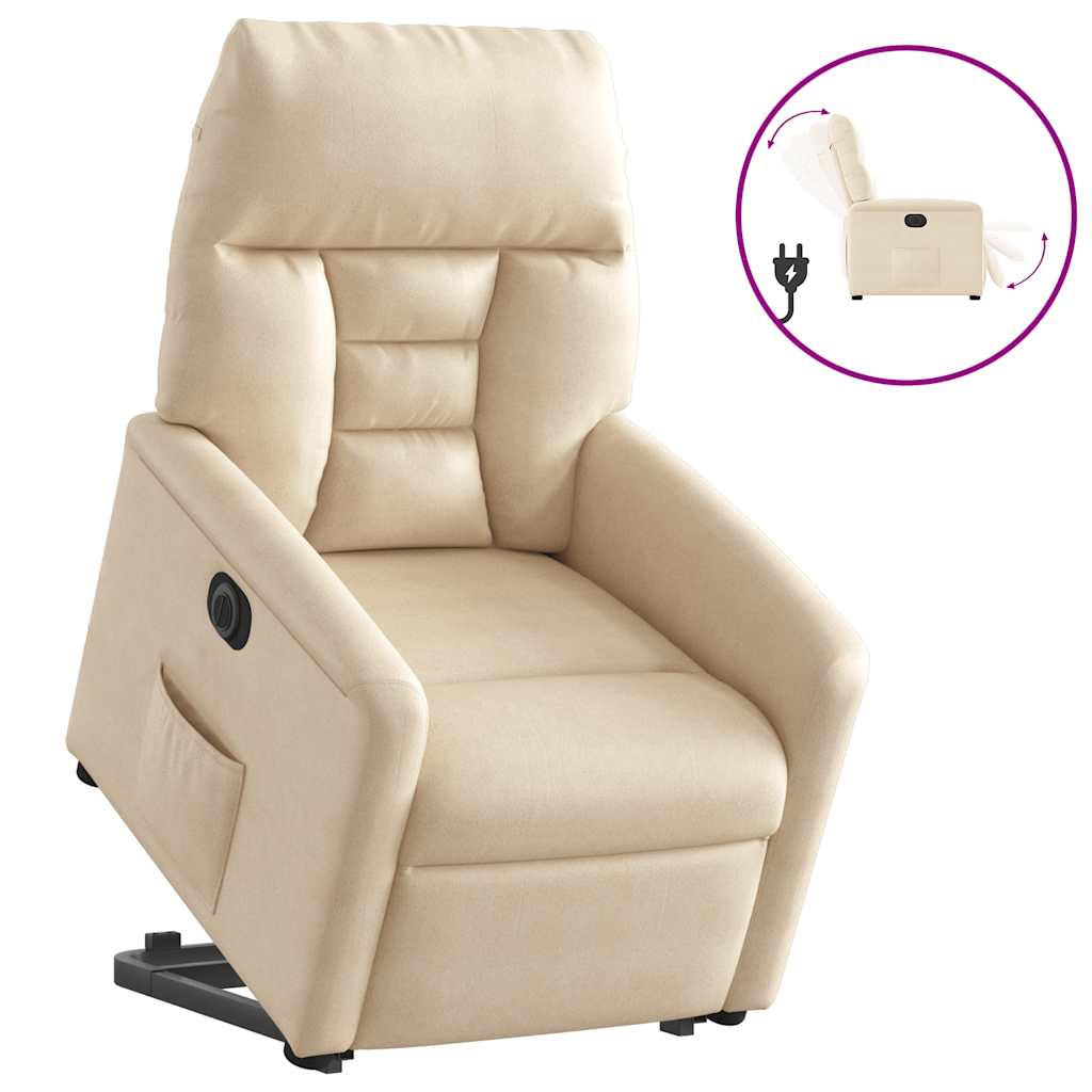 Poltrona Alzapersona Reclinabile Elettrica Beige in Microfibra