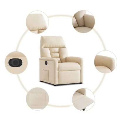Poltrona Alzapersona Reclinabile Elettrica Beige in Microfibra