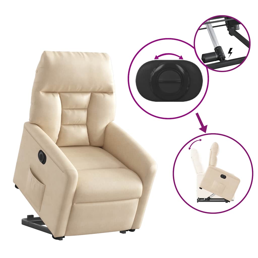 Poltrona Alzapersona Reclinabile Elettrica Beige in Microfibra - homemem39