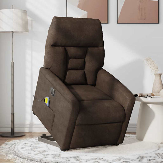 Poltrona a Rialzo Reclinabile Massaggiante Marrone Microfibra | homemem39