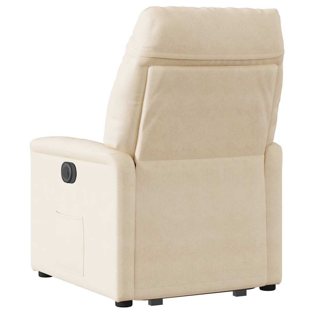 Poltrona a Rialzo Reclinabile Massaggiante Beige in Microfibra | homemem39