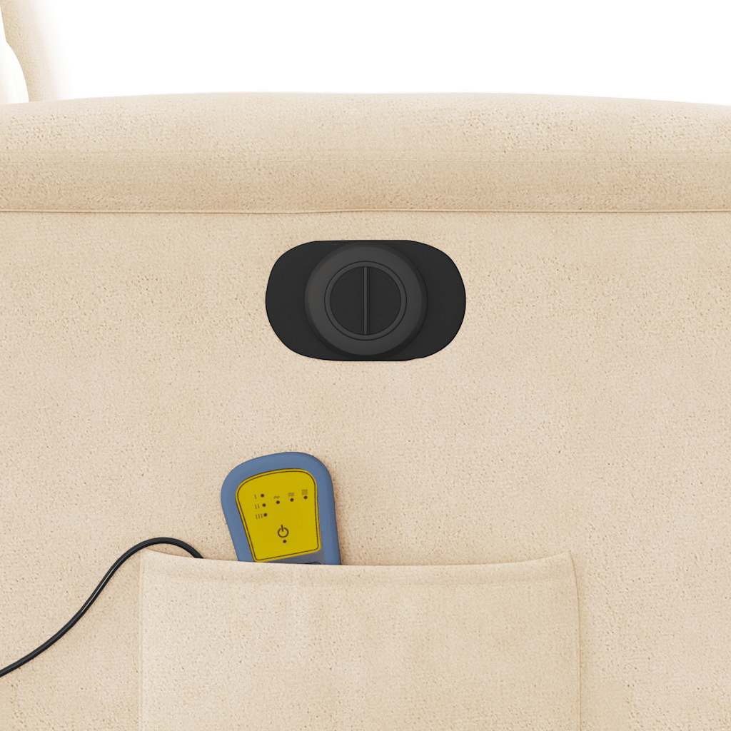 Poltrona a Rialzo Reclinabile Massaggiante Beige in Microfibra | homemem39
