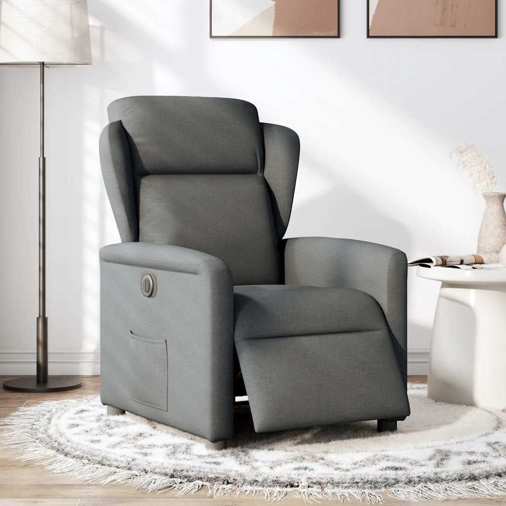 Poltrona Elettrica Reclinabile Grigio Scuro in Tessuto | homemem39