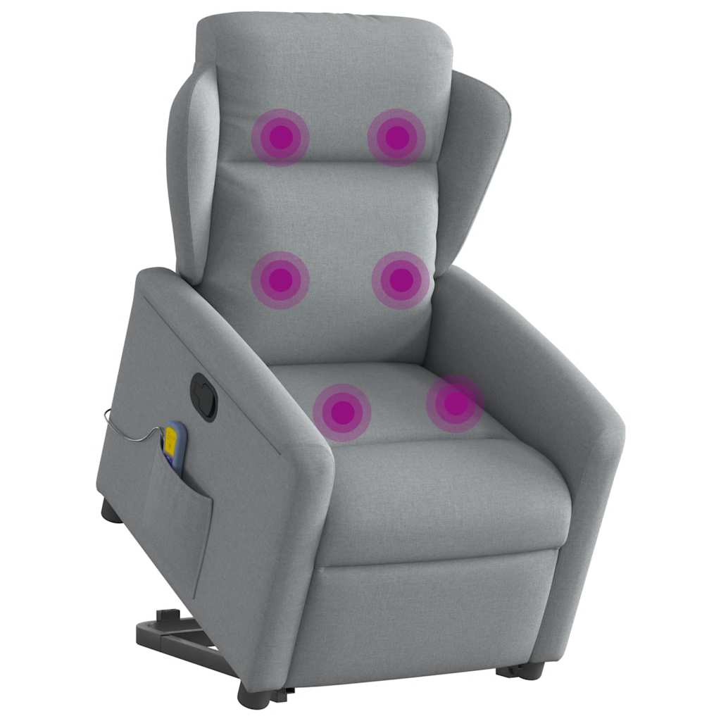 Poltrona Alzapersona Massaggi Reclinabile Grigio Chiaro Tessuto | homemem39
