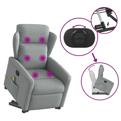 Poltrona Alzapersona Massaggi Reclinabile Grigio Chiaro Tessuto | homemem39