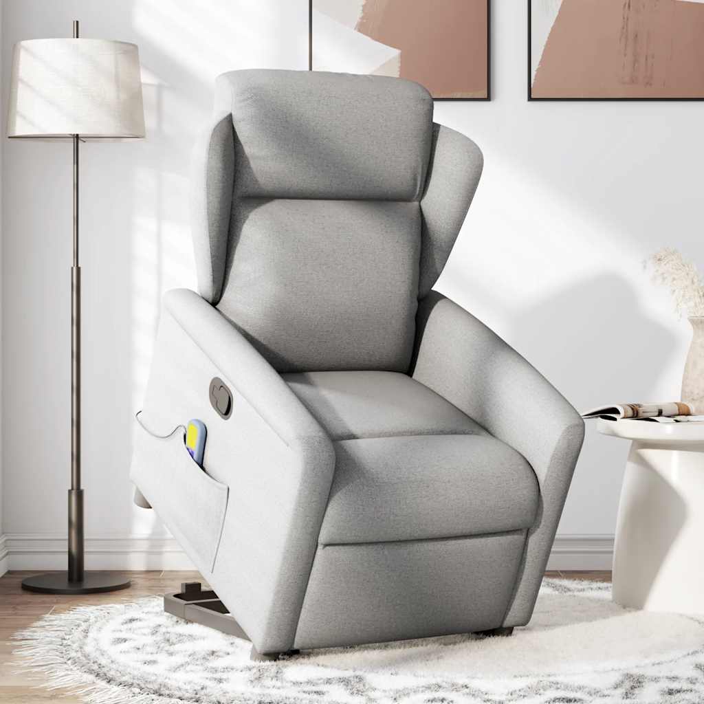 Poltrona Alzapersona Massaggi Reclinabile Grigio Nuvola Tessuto | homemem39