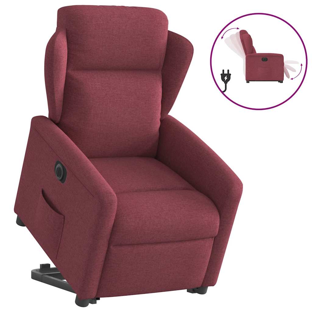 Poltrona Alzapersona Reclinabile Elettrica Rosso Vino Tessuto | homemem39