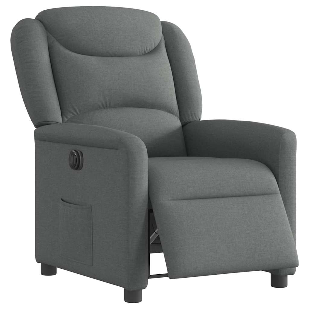 Poltrona Elettrica Reclinabile Grigio Scuro in Tessuto | homemem39
