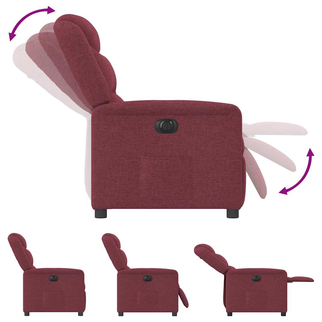 Poltrona Elettrica Reclinabile Rosso Vino in Tessuto | homemem39