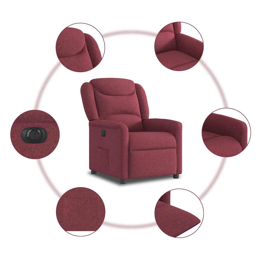 Poltrona Elettrica Reclinabile Rosso Vino in Tessuto | homemem39