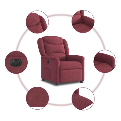 Poltrona Elettrica Reclinabile Rosso Vino in Tessuto | homemem39