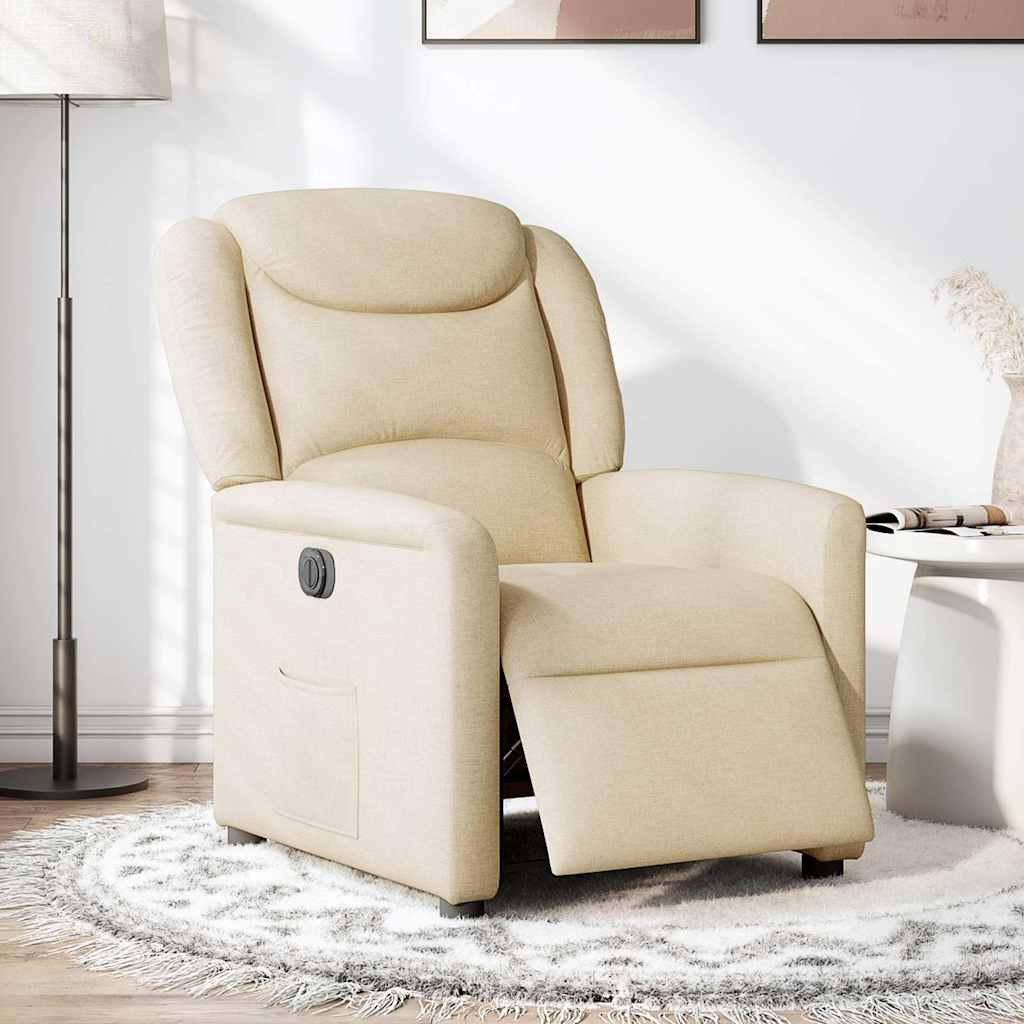Poltrona Elettrica Reclinabile Crema in Tessuto | homemem39