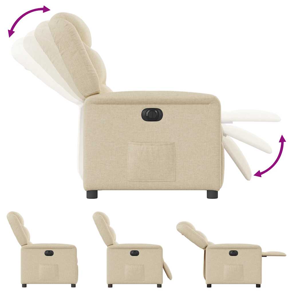 Poltrona Elettrica Reclinabile Crema in Tessuto | homemem39