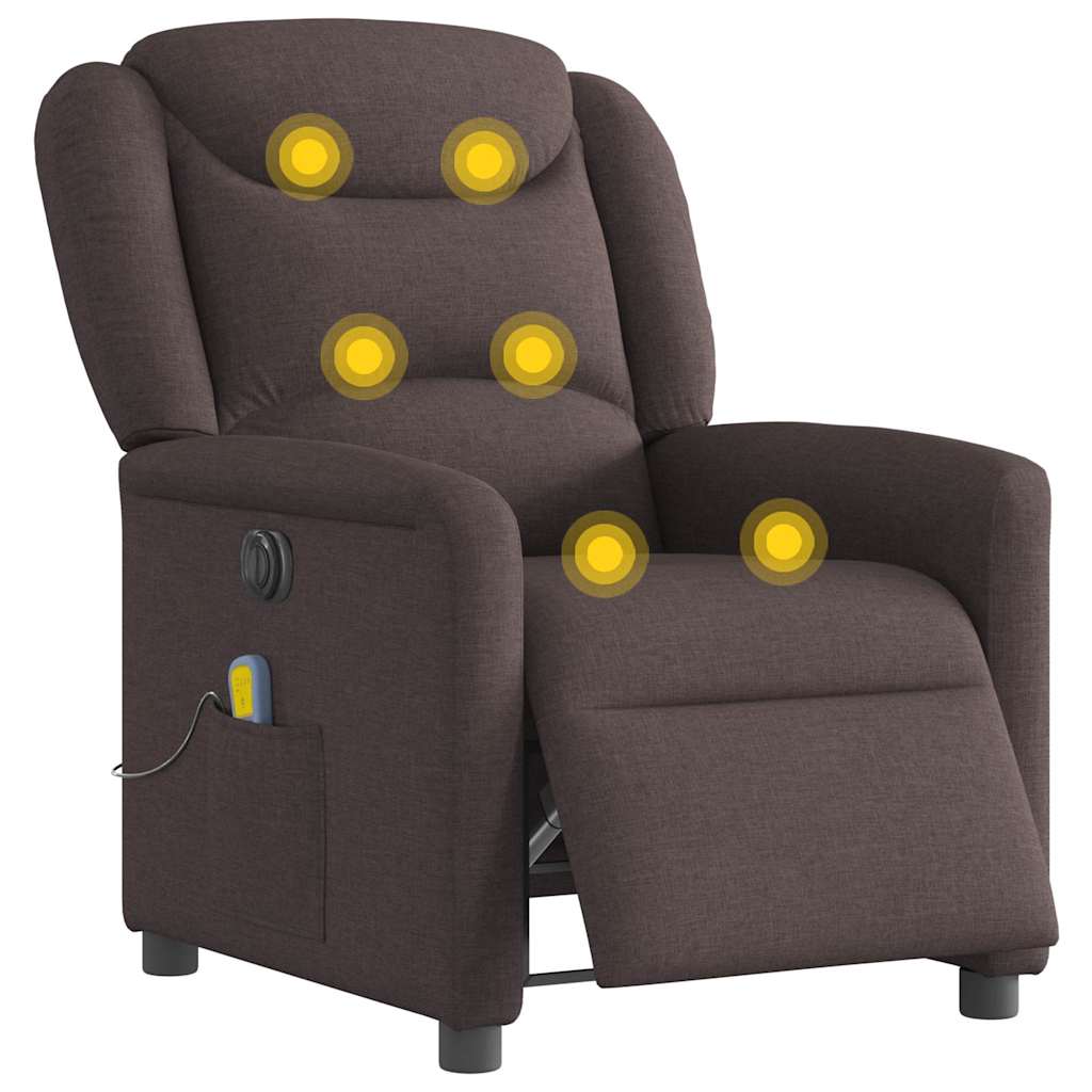 Poltrona Massaggio Reclinabile Elettrica Marrone Scuro Tessuto | homemem39