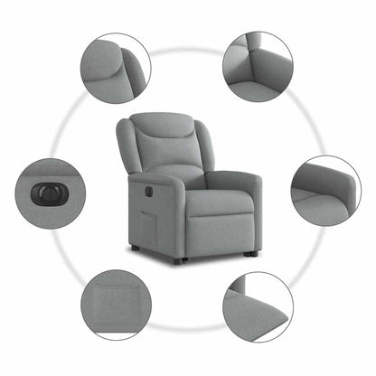 Poltrona Reclinante Alzapersona Elettrica Grigio Chiaro Tessuto | homemem39